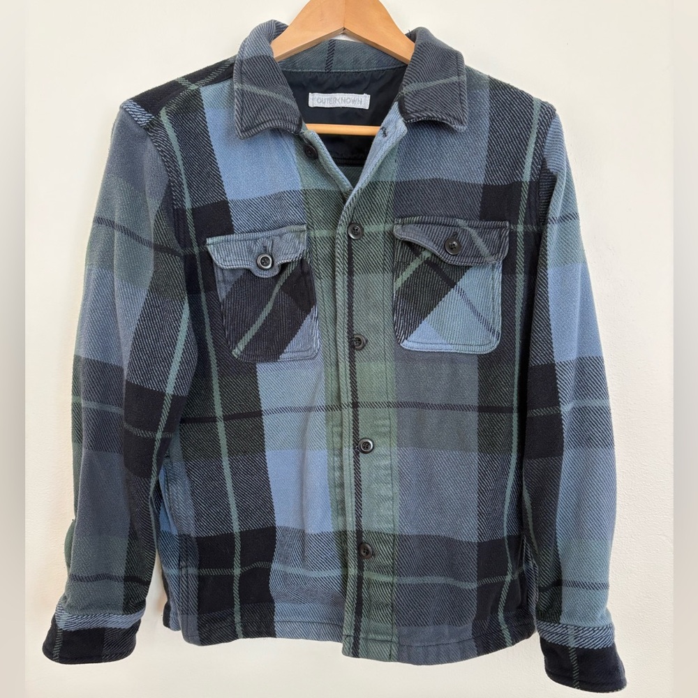 Outerknown Blue and Black Plaid Shirt Jacket